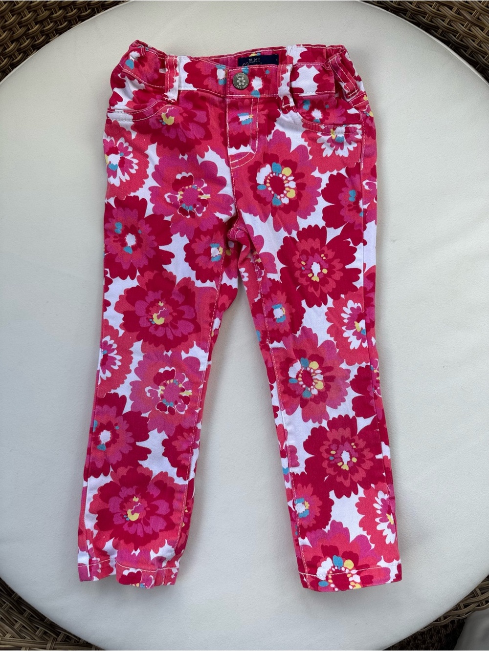 Place Jeggings 3T Girls' Pink Floral Stretch Leggings